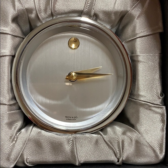 Movado Accents Movado Miniature Chrome Silvertone Desk Clock Poshmark